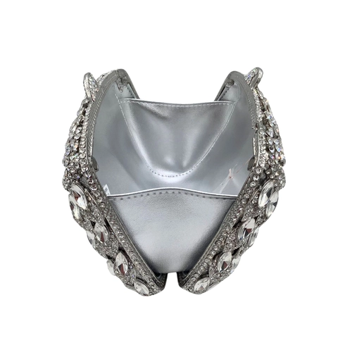 Sac De Soirée De Luxe En Strass Pochette En Alliage Sertie À La Main Cristal Gala Pour Femmes Avec Chaîne Amovible Style Creux