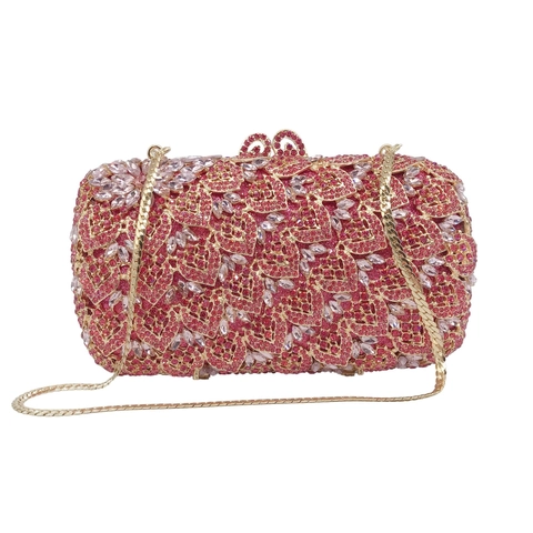 Pochette Da Sera In Metallo Cavo Strass Lusso Cristallo Motivo Floreale Borsa A Mano Con Catena Rimovibile Per Matrimonio