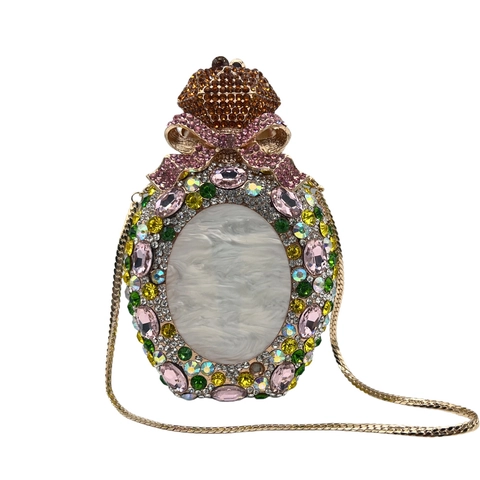 Luxury Alloy Rhinestone Perfume Bottle Evening Bag Shell Panel Women Handmade Crystal Clutch For Wedding Party Banquet