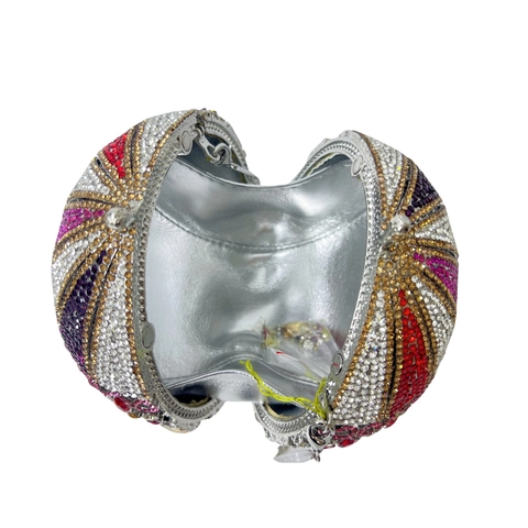 Borsa Da Sera Mongolfiera Strass Cavo Lega Lusso Pochette Con Catena Rimovibile Festa Gala Tracolla Da Donna