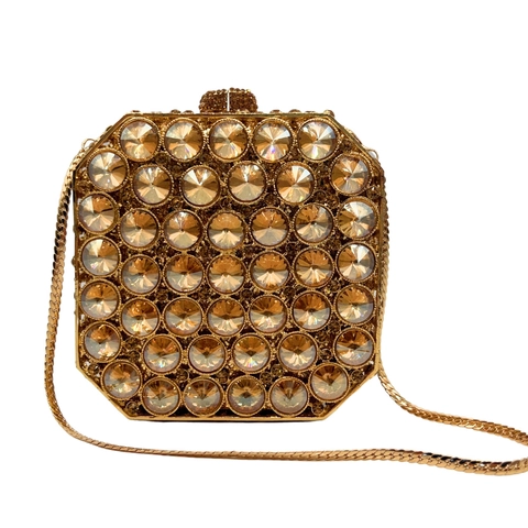 Borsa Da Sera Con Strass Da Donna Clutch In Cristallo Minaudière Ottagonale A Guscio Rigido Con Catena In Metallo