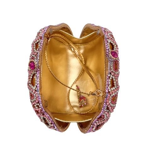 Butterfly Evening Clutch Bag Rhinestone Encrusted Alloy Luxury Sparkling Wedding Party Banquet Handbag With Chain Strap