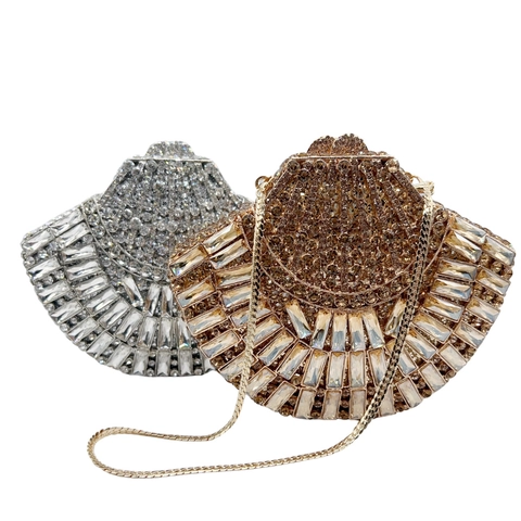 Pochette Da Sera Svuotata Cristallo Con Strass Forma Di Conchiglia Lusso Matrimonio Banchetto Borsa Formale Per Donne