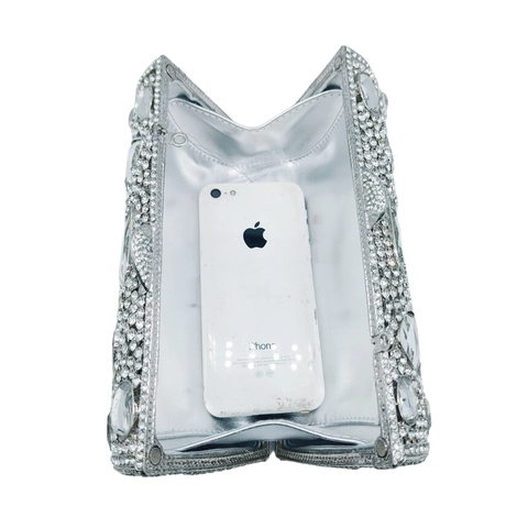 Luxe Strass Avondtasje Glinsterende Cilindrische Handtas Van Legering En Glaskristal Voor Dames Bruiloft Feest Banket
