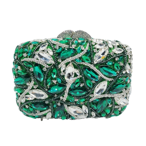 Pochette Da Sera Con Strass Cristallo Incastonato Floreale Metallo Borsa Rigida Per Matrimonio Festa Donne