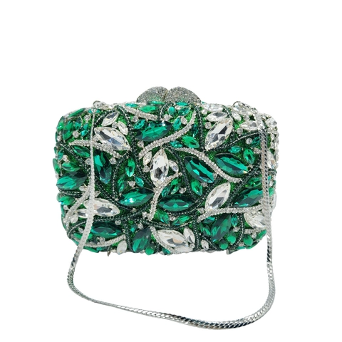Pochette Da Sera Con Strass Cristallo Incastonato Floreale Metallo Borsa Rigida Per Matrimonio Festa Donne