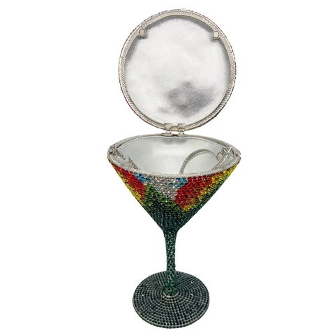 Abendtasche In Martini Glas Form Mit Bunten Strasssteinen Funkelnde Kristall Clutch Handtasche Für Damen Bankett