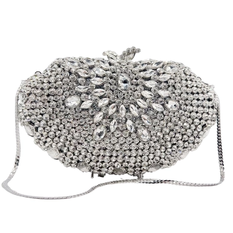 Pochette Da Sera Con Strass Lega Intagliata Borsa In Cristallo Con Catena In Metallo Per Matrimonio Festa Abito Formale