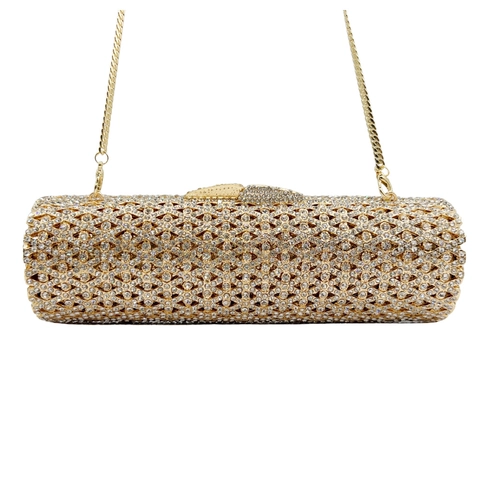 Pochette De Soirée Cylindrique Strass Cristal Sac À Main Luxe Accessoires Mariage Fête Pour Femmes