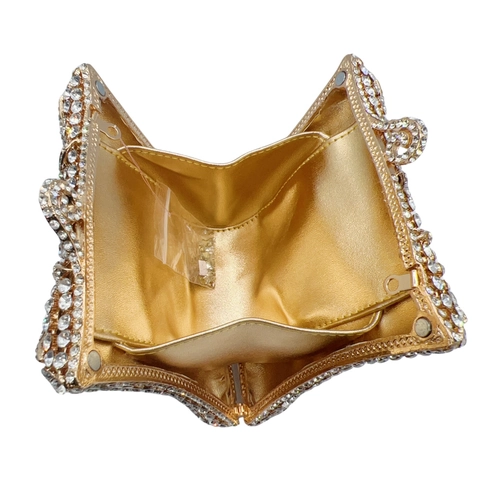 Sac De Soirée Strass Alliage Motif Étoilé Pochette Avec Chaîne Métallique Pour Mariage Fête Occasion Formelle Femme