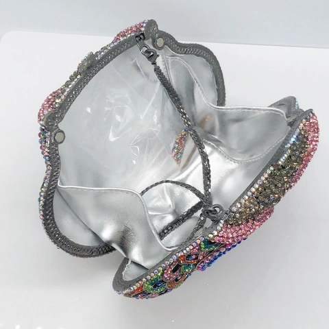 Owl Shape Evening Clutch Bag Colorful Rhinestone Encrusted Metal Hard Shell Handbag For Women Party Banquet Wedding Luxury