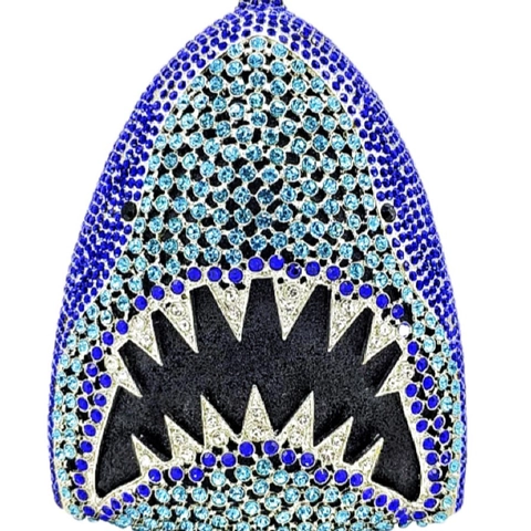 Shark Shaped Rhinestone Evening Bag Animal Crystal Clutch For Women Party Banquet Metal Frame Minaudiere Sparkling