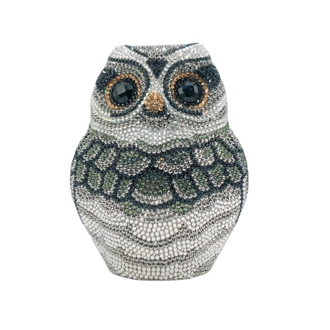 Borsa Da Sera A Forma Di Gufo Pochette Con Strass Guscio Rigido In Metallo Borsa Da Banchetto Per Donna Con Catena