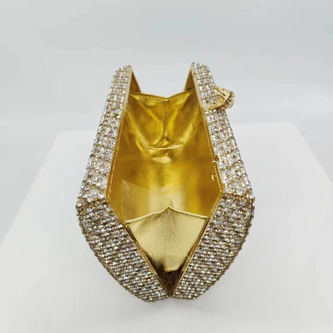 Bolso De Noche Con Diamantes De Imitación Y Caja Metálica Con Cristales Bolso De Mano Para Bodas Y Eventos Formales