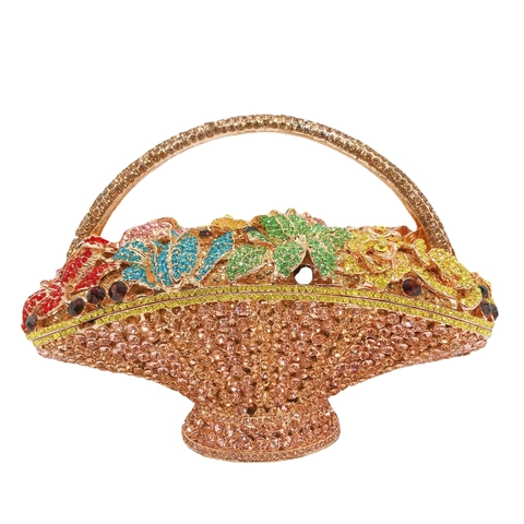 Borsa Da Sera Di Lusso Con Strass Cesto Di Cristallo Fiori Matrimonio Festa Pochette Telaio In Metallo Donna