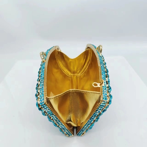 Bolso De Mano De Lujo Para Mujer Con Diamantes De Imitación Metal Calado Brillante Cristal Boda Fiesta Banquete