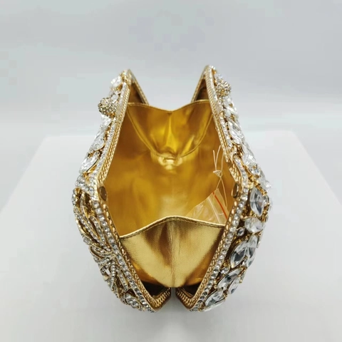 Borsa Da Sera Di Lusso Con Strass Pochette In Metallo Oro Per Matrimoni E Feste Elegante Crystal