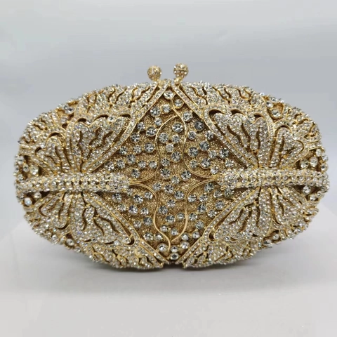 Bolso De Noche De Mariposa Con Cristales Lujo Hueco Metal Rígido Fiesta Boda Bolso De Mano Gala