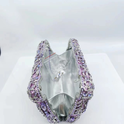 Borsa Da Sera In Metallo Con Strass Svuotata Per Donna Pochette Di Lusso In Cristallo Floreale Per Matrimonio Festa Banchetto
