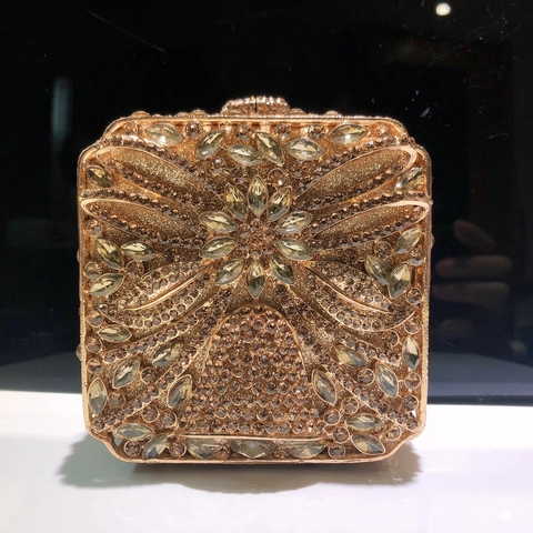 Pochette Da Sera Di Lusso Con Strass Borsa A Scatola In Cristallo Di Lega Cava Con Catena Per Donna Matrimonio Party