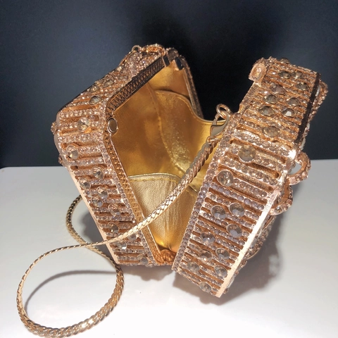 Pochette Da Sera Di Lusso Con Strass Borsa A Scatola In Cristallo Di Lega Cava Con Catena Per Donna Matrimonio Party