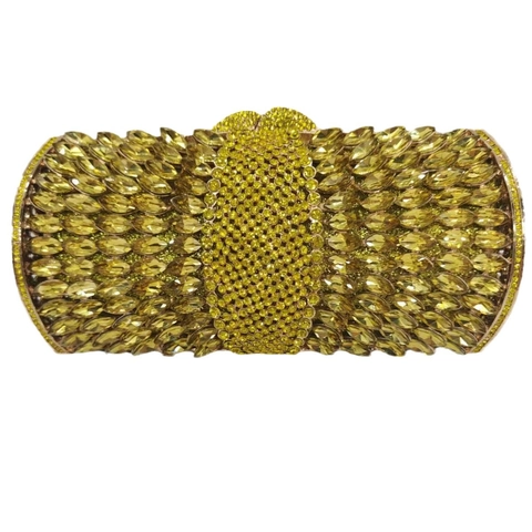 Pochette Da Sera Di Lusso Con Strass Cristallo Metallo Rigido Borsa Per Matrimonio Festa Banchetto Elegante