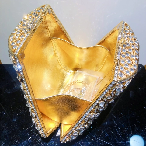 Pochette De Soirée De Luxe Pour Femmes En Strass Métal Creux Motif Floral Cristal Sac À Main Mariage Fête