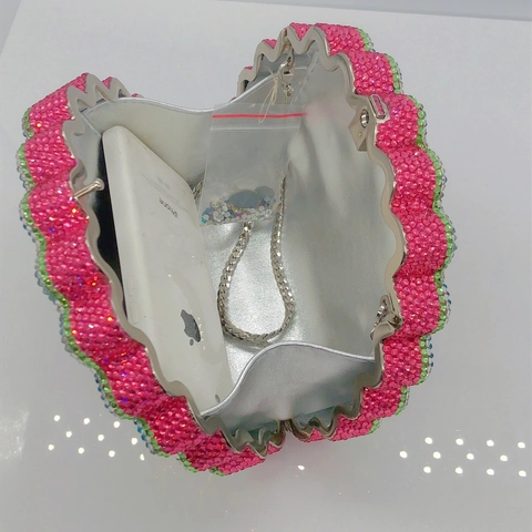 Peacock Shape Rhinestone Evening Clutch Bag Colorful Crystal Party Purse With Metal Chain For Women