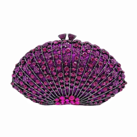 Avondtas In De Vorm Van Een Schelp Met Steentjes Luxe Metaal Uitgehold Bruiloft Feest Tas Voor Dames