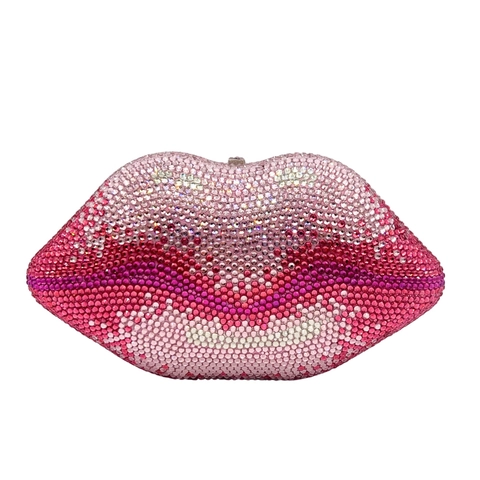 Pochette Da Sera Con Strass A Forma Di Labbra Da Donna Borsa Da Festa Sfumata Scintillante Con Catena In Metallo