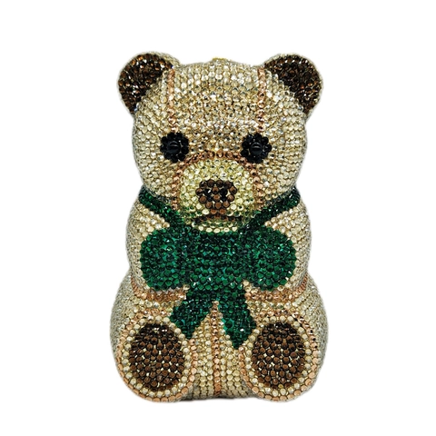 Rhinestone Teddy Bear Evening Bag Sparkling Animal Shaped Clutch Handbag For Women Formal Party Wedding Elegant Luxury Small Purse