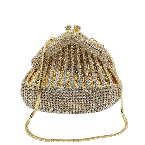 Rhinestone Evening Bag Alloy Metal Shell Shape Clutch For Party Wedding Elegant Women Luxury