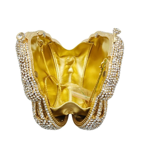 Rhinestone Evening Bag Alloy Metal Shell Shape Clutch For Party Wedding Elegant Women Luxury