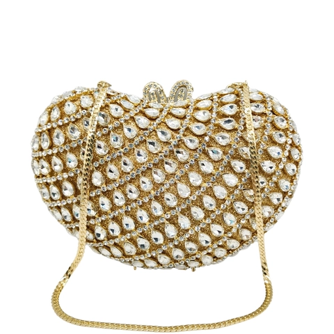 Abendtasche Clutch Für Damen Herzform Strass Kristall Luxus Party Hochzeit Handtasche Mit Metallkette