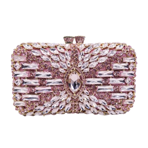 Luxury Rhinestone Evening Clutch Bag Radiant Crystal Hollow Metal Hard Case Handbag For Women Formal Banquet Party Wedding