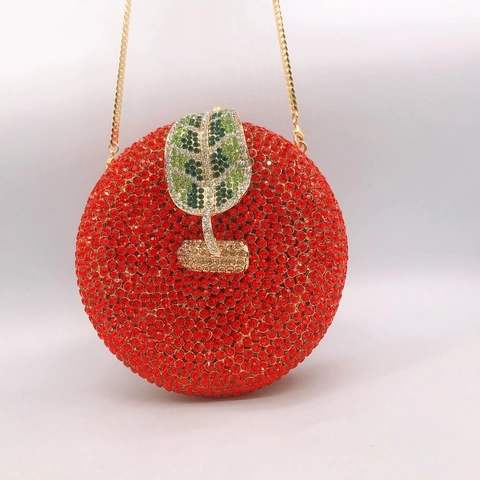 Pochette Da Sera A Forma Di Mela Lusso Borsa A Mano In Cristallo Per Matrimonio Festa Guscio Rigido Metallo