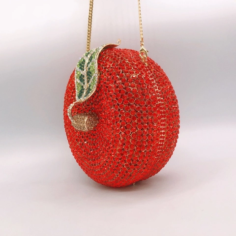 Pochette Da Sera A Forma Di Mela Lusso Borsa A Mano In Cristallo Per Matrimonio Festa Guscio Rigido Metallo
