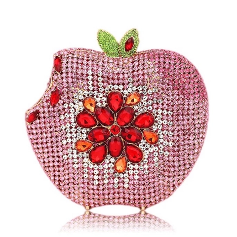 Pochette De Soirée En Forme De Pomme Luxe Strass Cristal Fait Main Étincelant Fête Mariage Banquet Élégant Sac À Main Rigide