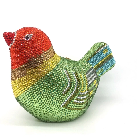 Borsa Da Sera A Forma Di Uccello Con Strass Pochette In Metallo Con Catena Elegante Donna