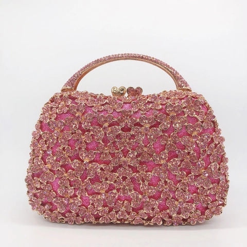 Borsa Da Sera Di Lusso Con Strass Floreale Cristallo Guscio Rigido Borsa A Mano Clutch Con Chiusura A Cuore Per Matrimonio