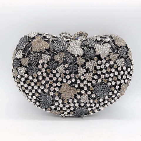 Bolso De Noche Con Diamantes De Imitación Hoja De Uva Lujo Cristal Rígido Banquete Boda Fiesta Para Mujeres