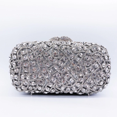 Pochette Da Sera Di Lusso Con Strass Cornice In Metallo Traforato Borsa Luccicante Per Banchetti E Feste