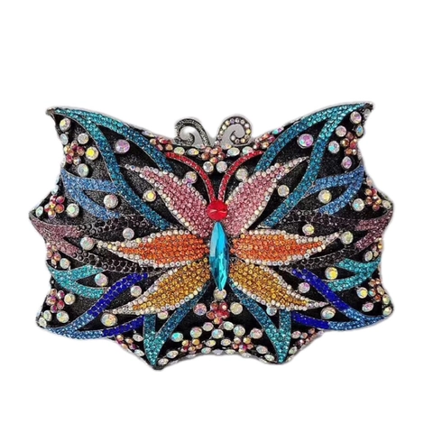 Pochette Da Sera Farfalla Strass Metallo Borsa A Mano Cristallo Luccicante Per Feste Matrimonio Donna