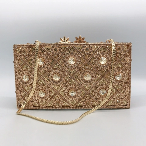 Borsa Da Sera Clutch Strass Girasole Cristallo Lusso Guscio Rigido Con Catena Rimovibile Per Matrimonio Festa