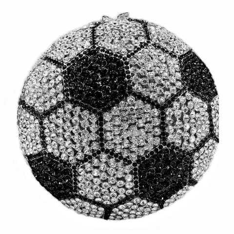 Soccer Shaped Rhinestone Evening Bag Metal Hard Case Spherical Clutch For Women Party Banquet