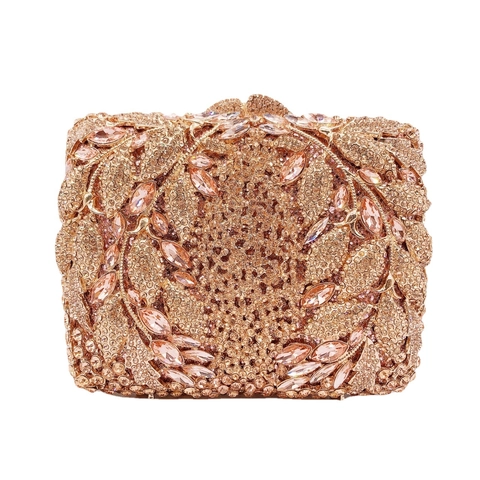 Luxury Evening Clutch Bag With Full Rhinestone And Metal Frame For Women Wedding Party Banquet Hollow Out Sparkly Handbag