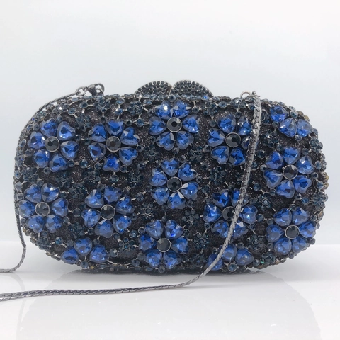 Borsa Da Sera Di Lusso Con Strass Fiori Cuore Pochette Da Festa Rigida In Metallo Con Catena Per Donna
