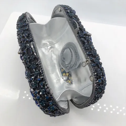 Borsa Da Sera Di Lusso Con Strass Fiori Cuore Pochette Da Festa Rigida In Metallo Con Catena Per Donna