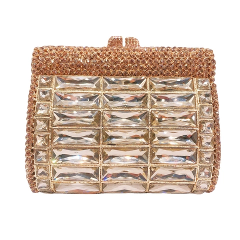 Luxus Abendtasche Mit Strass Und Kristallen Rechteckige Clutch Mit Metallrahmen Für Party Und Hochzeit