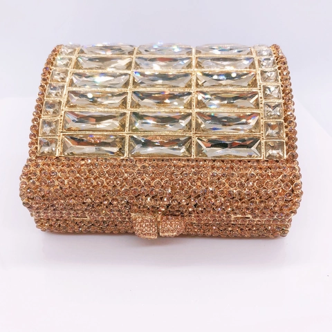 Luxus Abendtasche Mit Strass Und Kristallen Rechteckige Clutch Mit Metallrahmen Für Party Und Hochzeit